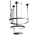 Люстра подвесная с 3-мя кольцами из кожаных ремней черного цвета Half Ring Horizontal  варинант исполнения - 2 | Loft Concept в Орле