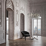 Люстра подвесная круглая с изогнутыми металлическими дугами и ниспадающими цепочками 65 см Atlantis Chain варинант исполнения - 18 | Loft Concept в Орле