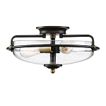 Потолочный светильник со стеклянным плафоном на изогнутых кронштейнах Quoizel  варинант исполнения - 4 | Loft Concept в Орле