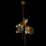 Люстра подвесная со стеклянными плафонами из дымчатого и золотистого с тремя вертикальными подвесками Gilded Mirage  варинант исполнения - 6 | Loft Concept в Орле