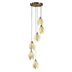 Подвесной светильник светодиодный с 6-ю белыми плафонами в виде цветов Flower Light Gold варинант исполнения - 1 | Loft Concept в Орле