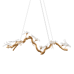 Люстра подвесная линейная с прозрачными стеклянными птичками на ветвях Serip Voa варинант исполнения - 1 | Loft Concept в Орле