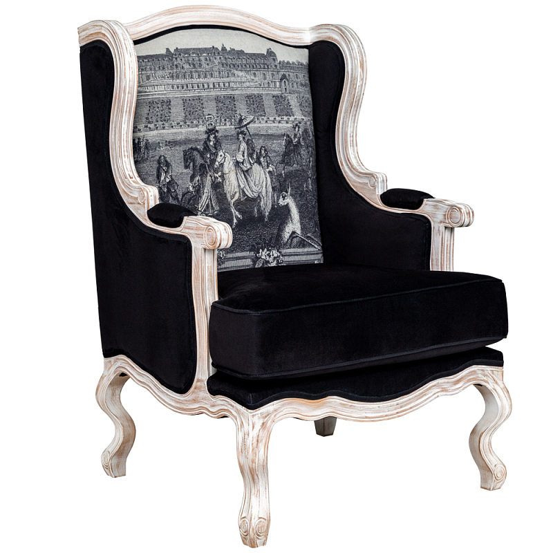 Кресло Saint Germain Armchair Черно-белый Белый винтажная патина Кресло Saint Germain Armchair Черно-белый Белый винтажная патина в Орле | Loft Concept