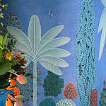 Обои ручная роспись Malwa Special Colourway on blue painted Xuan paper варинант исполнения - 2 | Loft Concept в Орле