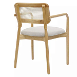 Стул обеденный с мягким сиденьем и спинкой из плетеного ротанга Wood and Textile Chair варинант исполнения - 3 | Loft Concept в Орле