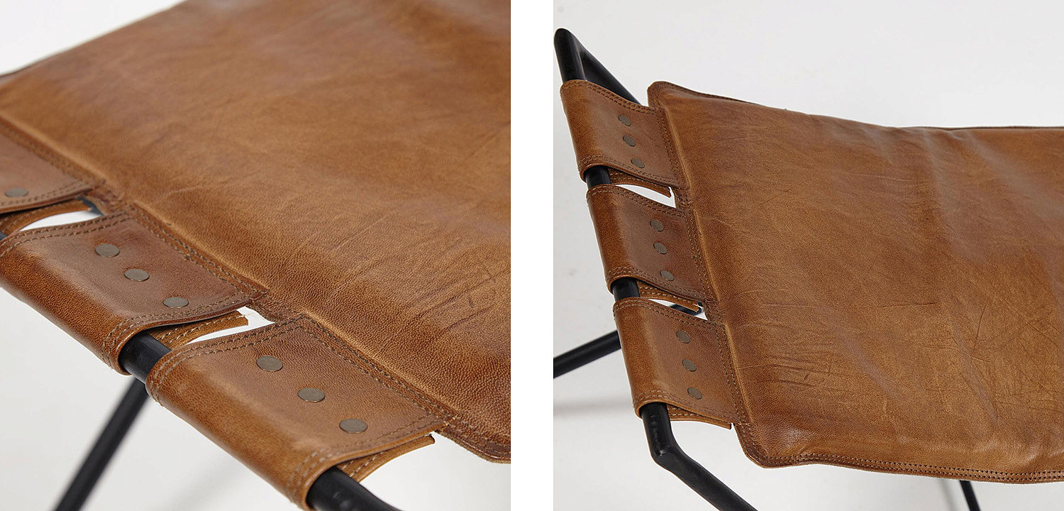 Табурет из кожи буйвола Industrial leather folding stool Табурет из кожи буйвола Industrial leather folding stool - Loft-Concept в Орле