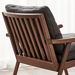 Кресло c каркасом из массива дерева и мягкой кожаной обивкой Walnut Armchair варинант исполнения - 9 | Loft Concept в Орле
