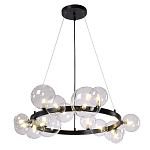 Люстра круглая подвесная с 15-ю прозрачными шарообразными плафонами из стекла Iona chandelier варинант исполнения - 8 | Loft Concept в Орле
