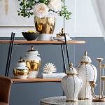 Ваза с золотыми полосами на белом фоне Chinoiserie Ceramics варинант исполнения - 4 | Loft Concept в Орле