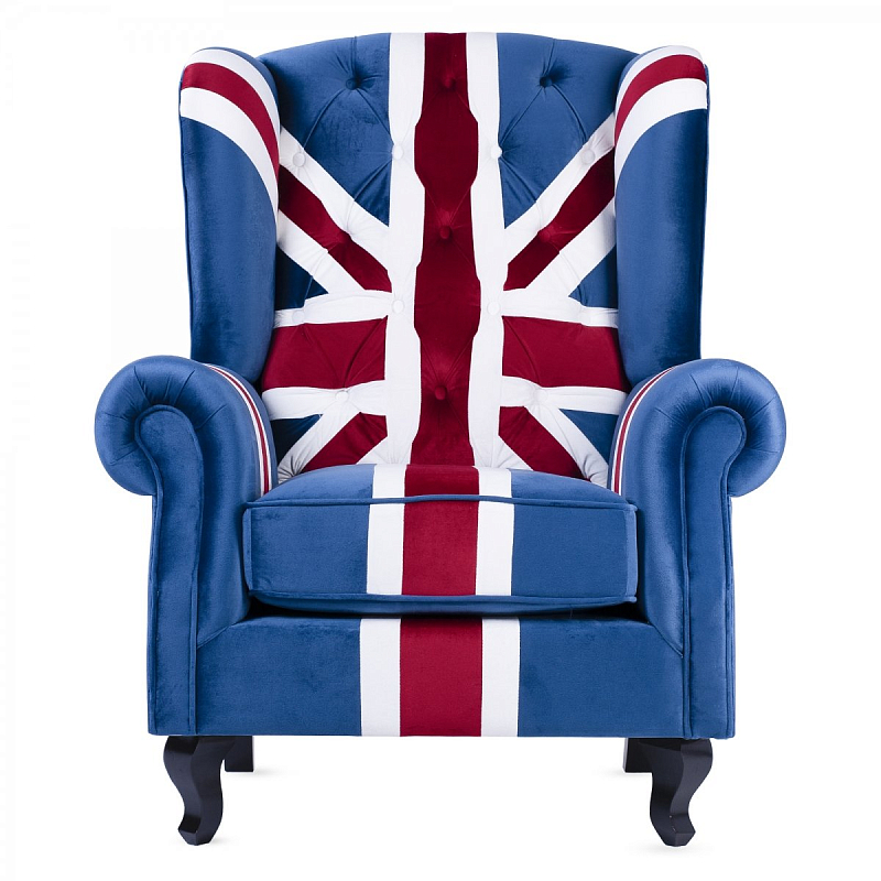Кресло Armchair Union Jack velvet Белый Синий Красный Кресло Armchair Union Jack velvet Белый Синий Красный в Орле | Loft Concept