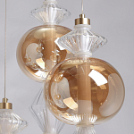 Люстра с плафонами из прозрачного и янтарного стекла в виде шаров и ромбов Gabriel Scott Luna варинант исполнения - 9 | Loft Concept в Орле