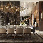 Подвесная люстра в виде ветвей деревьев золотого цвета с прозрачными подвесками-каплями 10 и 14 ламп Droplet Chandelier варинант исполнения - 7 | Loft Concept в Орле