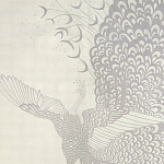 Обои ручная роспись в стиле Арт-деко Whistler Peacocks Special Colourway on 12 Carat White Gold gilded silk варинант исполнения - 2 | Loft Concept в Орле