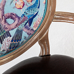 Полукресло из массива бука с сиденьем из экокожи и цветочным принтом на спинке Chinoiserie Garden Chair варинант исполнения - 2 | Loft Concept в Орле