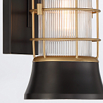 Настенный фонарь цилиндрической формы с рифленым стеклом в золотом каркасе на черном прямоугольном основании Eurofase варинант исполнения - 14 | Loft Concept в Орле