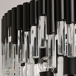 Люстра круглая из матового черного металла с подвесками из прозрачных стеклянных трубок Noir Tubes варинант исполнения - 7 | Loft Concept в Орле