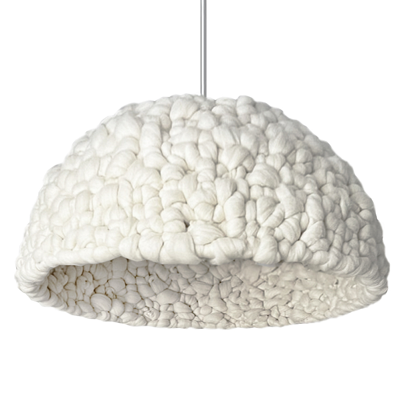 Вязаный подвесной светильник из шерсти Dome Wool Lamp Белый Вязаный подвесной светильник из шерсти Dome Wool Lamp Белый в Орле | Loft Concept