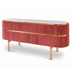 Дизайнерский комод овальный с розовой бархатной обивкой Edith варинант исполнения - 1 | Loft Concept в Орле