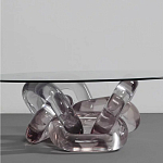 Дизайнерский журнальный стол с круглой прозрачной столешницей и основанием в виде цепи Hua Wang варинант исполнения - 1 | Loft Concept в Орле