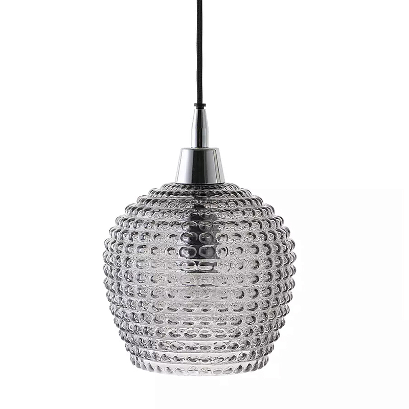 Подвесной светильник с рельефным стеклянным плафоном Embossed Glass Shade Прозрачный Серый Черный Подвесной светильник с рельефным стеклянным плафоном Embossed Glass Shade Прозрачный Серый Черный в Орле | Loft Concept