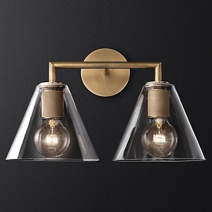 Бра Utilitaire Funnel Shade Double Sconce Brass
