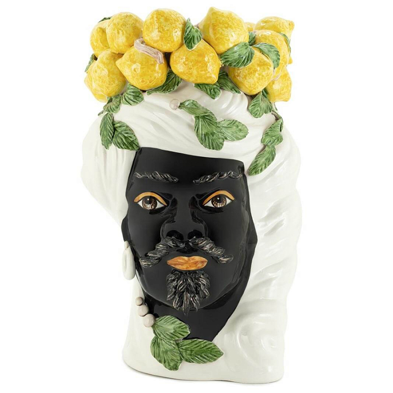 Ваза VASE LEMON HEAD MAN BIG Желтый Белый Ваза VASE LEMON HEAD MAN BIG Желтый Белый в Орле | Loft Concept