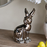 Статуэтка заяц из текстурированной терракоты и покрытый глянцевой краской под бронзу Rabbit Charm  варинант исполнения - 5 | Loft Concept в Орле