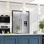 Подвесной светильник белого цвета с тремя геометрическими плафонами Alora Mood варинант исполнения - 12 | Loft Concept в Орле