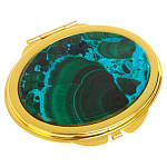 Зеркало карманное складное овальное из натурального камня Малахит с Хризоколлой Gold Stone Mirrors варинант исполнения - 1 | Loft Concept в Орле