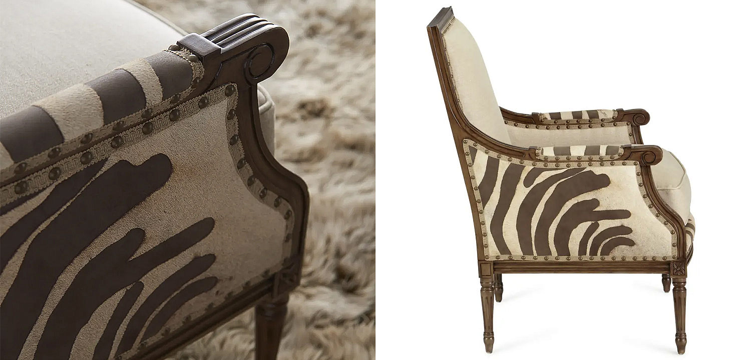 Кресло Massoud Annie Zebra Washed Leather Linen Chair Кресло Massoud Annie Zebra Washed Leather Linen Chair - Loft-Concept в Орле