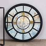 Зеркало настенное в чёрной металлической раме в виде часов Mirror Tower Clock варинант исполнения - 3 | Loft Concept в Орле