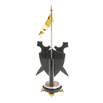 Часы настольные в виде щита с флагом из натуральных камней Змеевик и Креноид Stone Clock варинант исполнения - 4 | Loft Concept в Орле