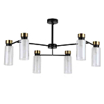 Люстра потолочная с 6-ю цилиндрическими плафонами из стекла и черным каркасом Noir Poise варинант исполнения - 1 | Loft Concept в Орле