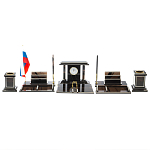 Настольный письменный набор с часами из природного камня обсидиана Team leader варинант исполнения - 1 | Loft Concept в Орле