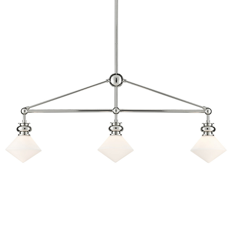 Люстра линейная с ромбовидными плафонами Pointed Diamond Shade Никель Белый Люстра линейная с ромбовидными плафонами Pointed Diamond Shade Никель Белый в Орле | Loft Concept