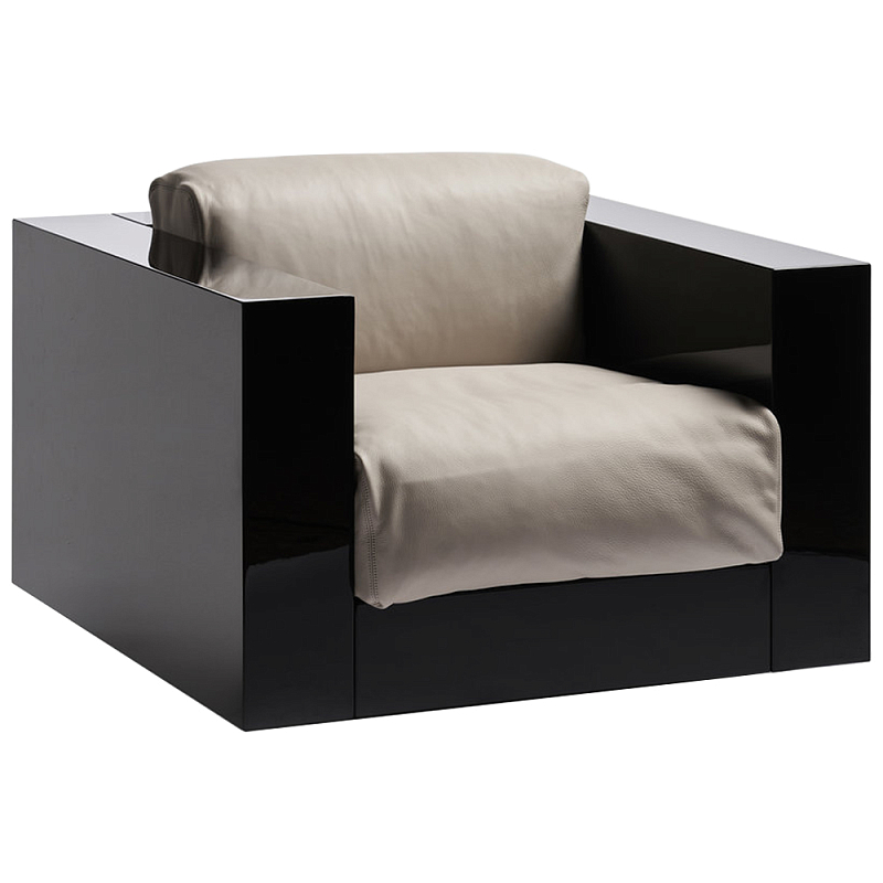 Дизайнерское кожаное кресло Poltronova Saratoga Armchair Белый Карамель Черный Дизайнерское кожаное кресло Poltronova Saratoga Armchair Белый Карамель Черный в Орле | Loft Concept