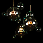 Люстра подвесная с прозрачными бирюзовыми стеклянными шарами и круглым основанием 3 лампы Giopato & Coombes варинант исполнения - 6 | Loft Concept в Орле