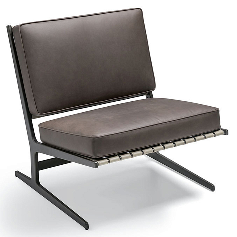 Дизайнерское кресло без подлокотников кожаное на металлическом каркасе PAULA Armchair Графитовый Коричневый Бежевый Дизайнерское кресло без подлокотников кожаное на металлическом каркасе PAULA Armchair Графитовый Коричневый Бежевый в Орле | Loft Concept