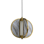 Подвесной светильник с круглым плафоном из искусственного алебастра в бронзовой оправе Marbella варинант исполнения - 1 | Loft Concept в Орле