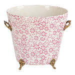 Кашпо из белого фарфора с розовым цветочным орнаментом Eden Garden варинант исполнения - 1 | Loft Concept в Орле