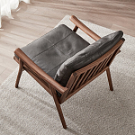 Кресло c каркасом из массива дерева и мягкой кожаной обивкой Walnut Armchair варинант исполнения - 3 | Loft Concept в Орле