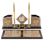 Настольный письменный набор из бежевого мрамора с часами Marble Accessory варинант исполнения - 1 | Loft Concept в Орле