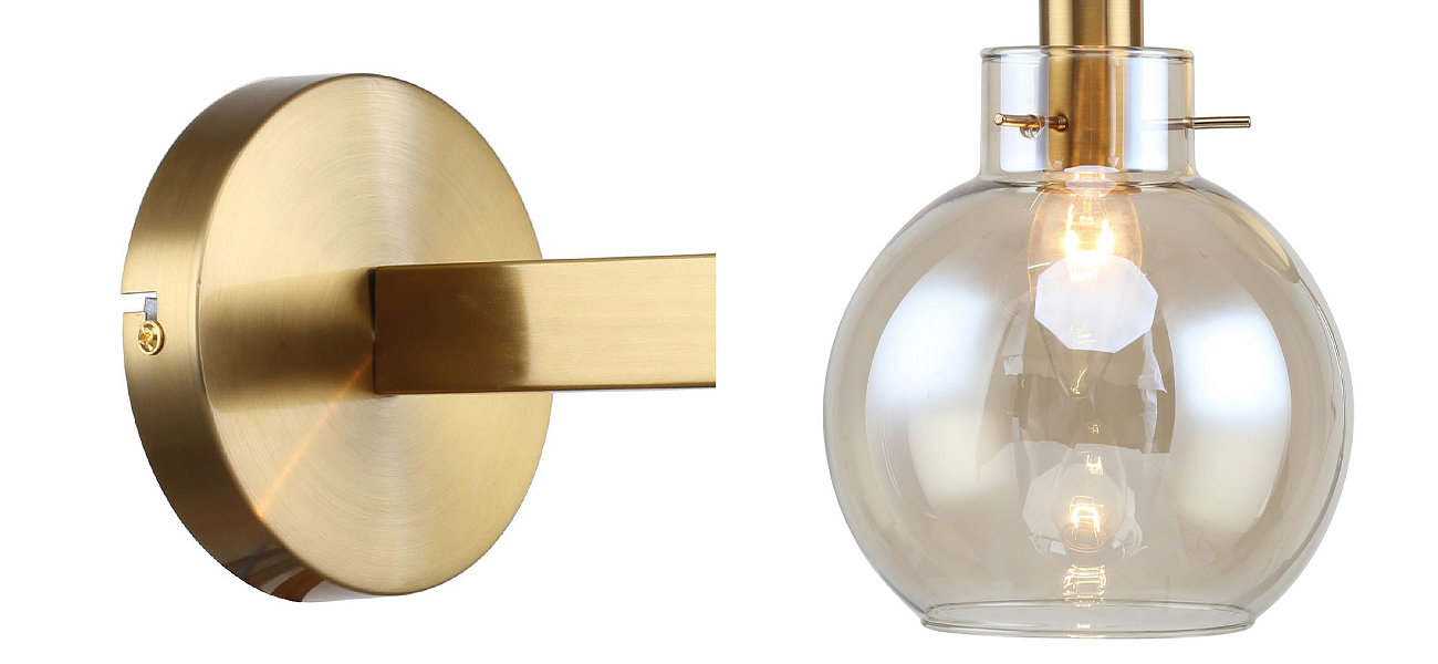 Бра с плафоном коньячного цвета Carmella Globe Brass Бра с плафоном коньячного цвета Carmella Globe Brass - Loft-Concept в Орле
