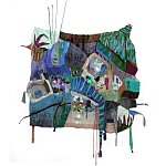 Панно гобелен яркие Пространство-Время TimeSpace Blue варинант исполнения - 2 | Loft Concept в Орле