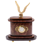 Часы настольные бронзовые из натурального камня Лемезит с декором в виде горного орла Eagle Stone Clock варинант исполнения - 1 | Loft Concept в Орле