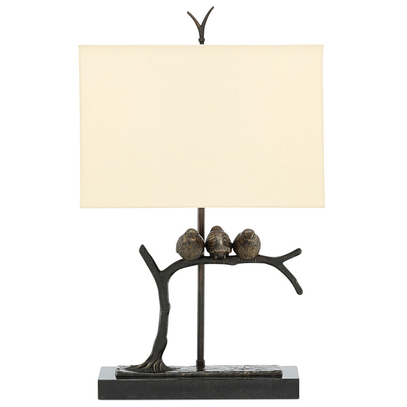 Настольная лампа Птицы на изогнутой ветке Lamp Tit Бронза Черный Бежевый Настольная лампа Птицы на изогнутой ветке Lamp Tit Бронза Черный Бежевый в Орле | Loft Concept