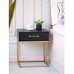 Приставной столик с резным узором на выдвижном ящике Black Table Carved Pattern варинант исполнения - 8 | Loft Concept в Орле