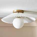 Потолочный светильник с белым плиссированным абажуром Headquarters варинант исполнения - 1 | Loft Concept в Орле