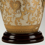 Настольная лампа с фарфоровым основанием с декоративным орнаментом и белым абажуром на темной круглой подставке Elstead Lighting варинант исполнения - 9 | Loft Concept в Орле