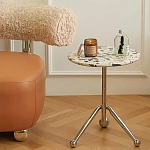 Дизайнерский журнальный стол с круглой столешницей на изогнутых стальных ножках Obafaby варинант исполнения - 1 | Loft Concept в Орле